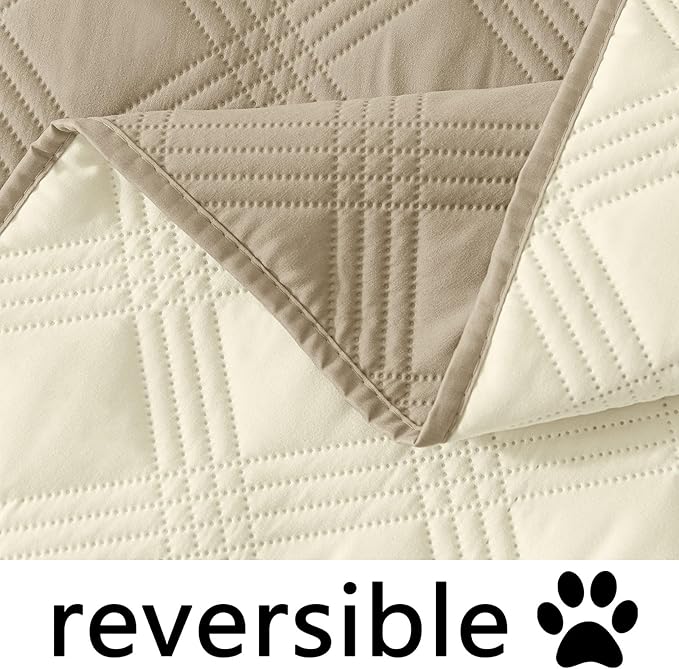 hyha Waterproof Dog Blanket, Reversible Pet Bed Blanket, Soft Sofa Couch Cover for Dogs Washable, Waterproof Pet Couch Covers for Sofa Puppy Cats Furniture Protector(82"x102", Taupe/Beige)