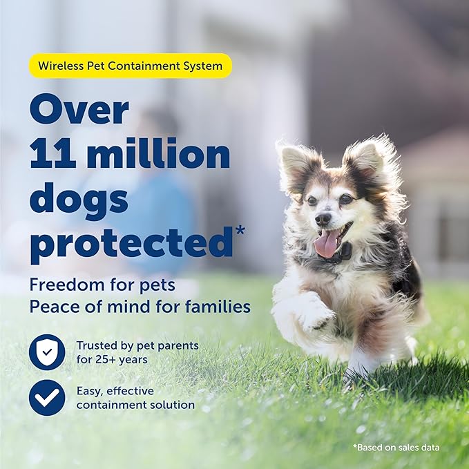 PetSafe Wireless Pet Containment System - Original Wireless Electric Fence for Dogs - Covers Up to 1/2 Acre - for Pets 8lb+