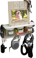 Dog Treat Holder For Wall Storage For Pets, Premium Pet Wall Organizer, Includes Three 16oz Airtight Dog Treat Jars, 3 Sets of Triple Hooks, Sturdy Shelf in Designer White
