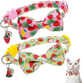 Cat Collar with Bell Bow Tie Fruit Breakaway Bowtie Cat Collar for Spring Summer, Adjustable Safety Kitten Collars with Removable Bowtie & Charm for Boys Girls Male Female Cats