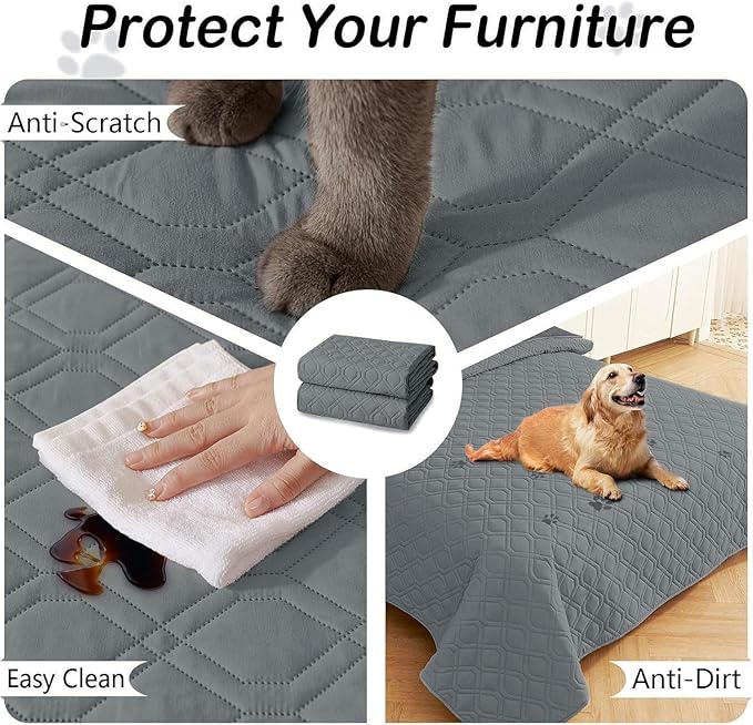hyha Waterproof Dog Bed Blanket, Soft Pet Blankets, Waterproof Couch Cover for Dogs, Reversible Sofa Covers Washable for Furniture (40x90 Inch, Dark Grey/Dark Grey)