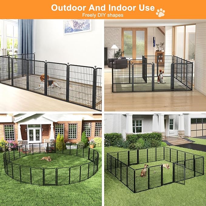 Wide Gate Dog Fence Outdoor Pens Outside,Portable Dog Play Pen 40" H 30 Panels Pet Playpen Exercise Pens for Puppys Small Medium Large Dogs RV Camping Yard Garden Indoor