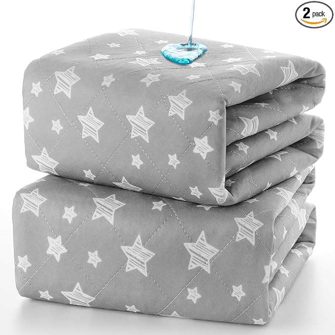 Waterproof Bed Pads Washable, Absorbent Chuck Pads for Incontinence, Washable Pee Pads for Dogs, Waterproof Mattress Protector for Seniors, Bedwetting Kids, Hospitals, Pets, 34"x52" 2 Pack