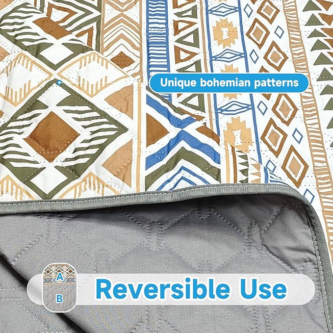 Waterproof Dog Blanket, Bohemian Dog Bed Cover Pet Blanket, Reversible Sofa Couch Cover for Dogs Washable, Protect Furniture Bed Couch Sofa for Puppy Cat (Beige Medallion, 30×70 Inch)