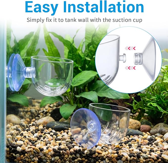 3 Pcs Aquarium Plant Holder, 2 Sizes Fish Tank Aquatic Plant Pot with Suction Cups, Red Worm Fish Feeder, Acrylic Clear Round Betta Tank Accessories for Water Feature Decoration