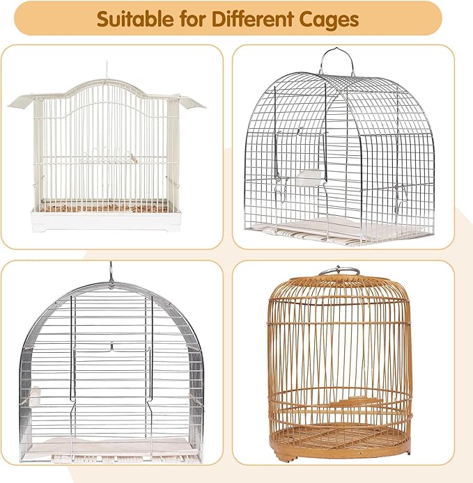 Bird Cage Seed Catcher, 45-90'' Adjustable Bird Cage Cover, Universal Nylon Bird Cage Mesh Net, Bird Cage Skirt Guard Accessories for Parrot Parakeet Macaw Round Square Cage (Black)