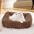 Bedsure ComfyFleece™ Cute Dog Bed for Small Dogs & Cats - Washable Furry Puppy Beds, Rectangle Orthopedic Corduroy Fleece Pet Beds with Removable Zipper Cover, 20x19x6inches, Camel Brown