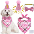 STMK Dog Birthday Outfits, Multi Size Dog Birthday Hat Dog Birthday Girl Bandana Bow Tie Birthday Numbers for Small Medium Dogs Pets (Pink, Small)