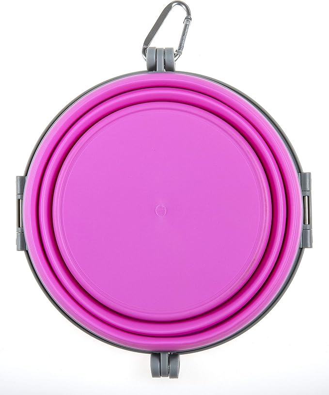 Loving Pets Bella Roma Collapsible Dog Bowls - Silicone Dog Bowls, Foldable Bowl, Puppy Essentials & Hiking Pet Supplies Great for Home & Travel (Pink, Large)