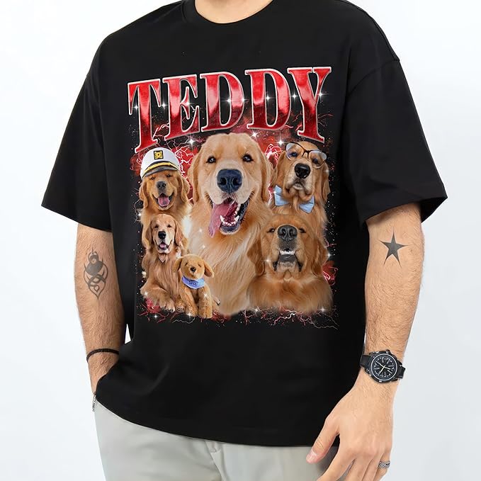 Mit & Mia Custom Your Own Bootleg Rap Shirts for Boyfriend Girlfriend Face Shirt with Photo Gift for Him Her Pet Lovers
