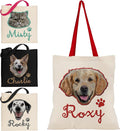 Personalized Canvas Pet Tote Bag for Dog & Cat Owners - Custom Gift with Photo & Name - Present for Dog Moms & Cat Dads