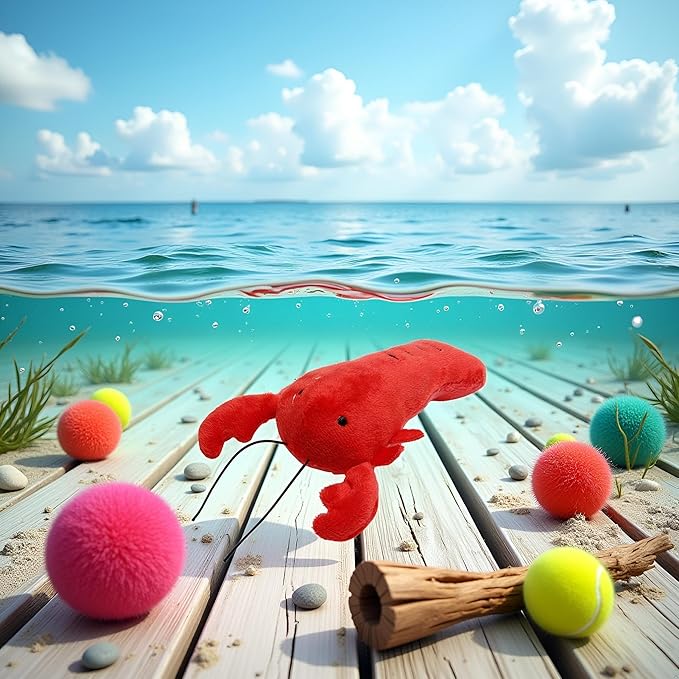Dog Lobster Chew Toy Multi-Shape Comfortable to Touch Plush Cats Chew Stuffed Toy for Pet No Stuffing Crinkle Plush Dog Toys for Puppy Teething Dogs Training and Reduce Boredom