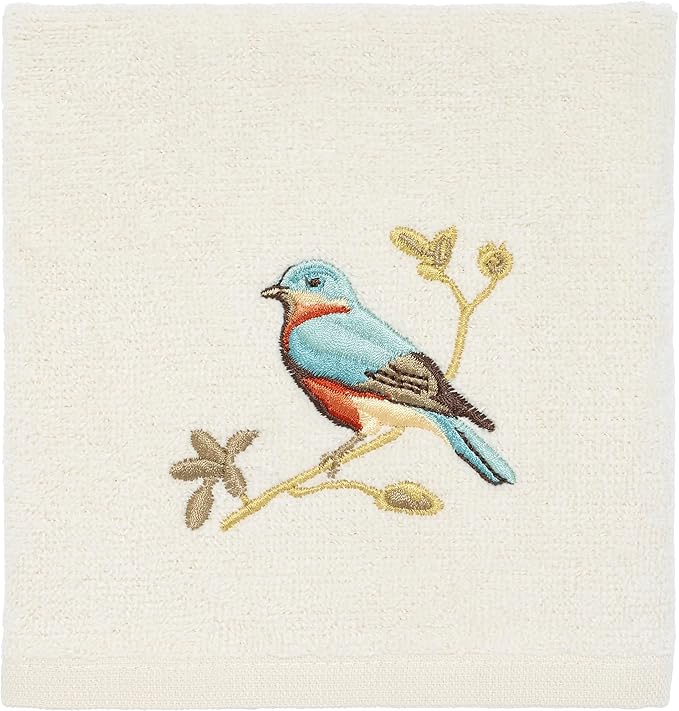 Avanti Linens - Washcloth, Soft & Absorbent, Nature Inspired Bathroom Decor (Gilded Birds Collection)