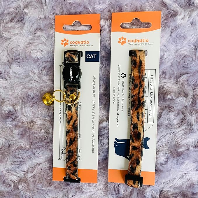 Safety Quick Release Cat Collars,Double Velvet with Bell Available in a Range Colors,Perfect for Your Kitty, Adjustable 20-30 cm (Tiger, 20-30cm)