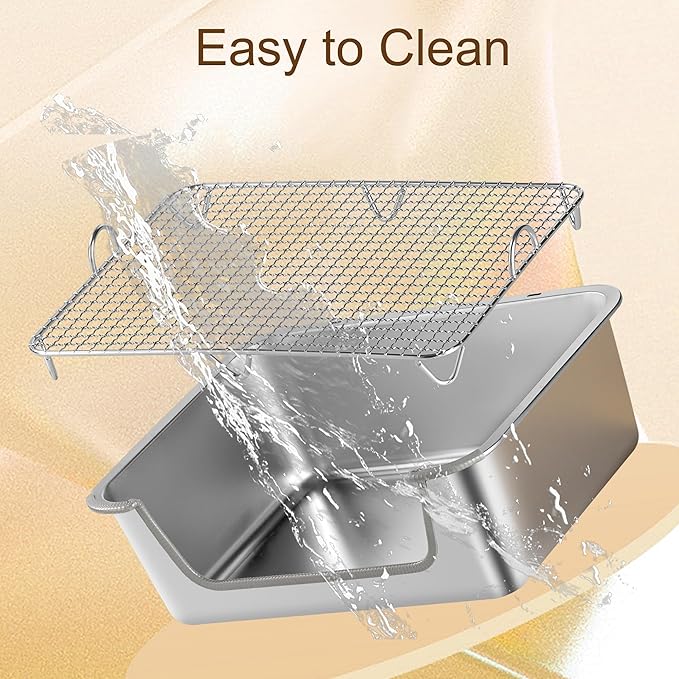 Rabbit Litter Box, Extra Large Bunny Litter Box with 304 Stainless Steel Sifting Tray & Hooks, Rabbit Litter Box, Easy to Clean and Odor Control (17.7" × 13.8" × 5.9")