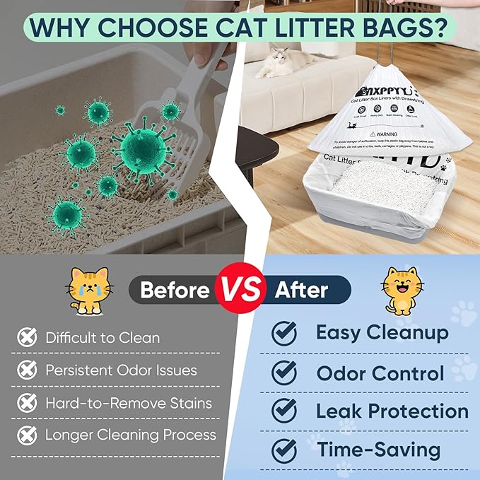 160 Count Cat Litter Box Liners for Litter Box Robot 4/5, Cat Litter Bags for Automatic Litter Box, 10-12 Gallon Heavy Duty Waste Bags with Drawstrings, 25.19" x 15.7" (Black)