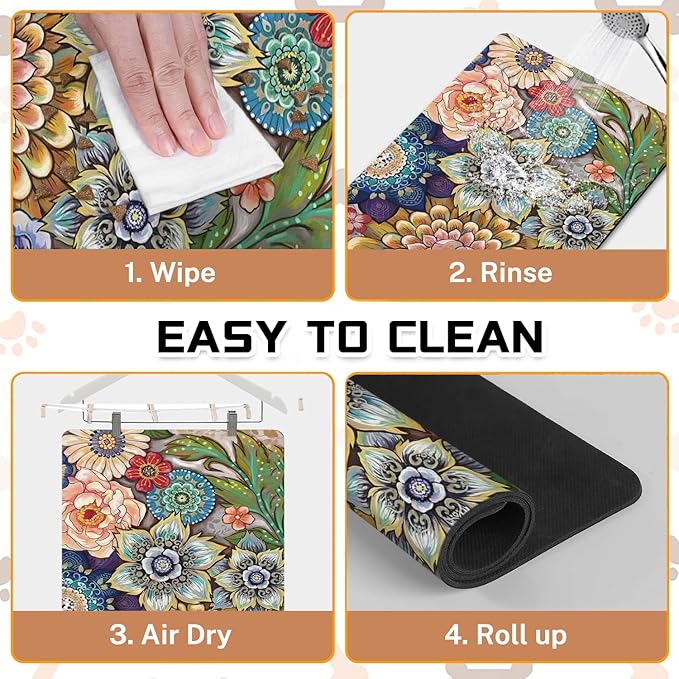 Absorbent Pet Dog Bowl Mat for Food and Water, Pet Cat Food Feeding Mat with Non Slip Rubber Backing, Dog Food Mats for Floors Waterproof, 24"x32"