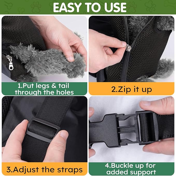 Pet Carrier Backpack, Hands-Free Adjustable Dog Front Carrier Legs Out & Easy-Fit Dog Backpack Carrier for Hiking Camping Traveling Cycling for Small Dogs and Rabbits (Small, Black)