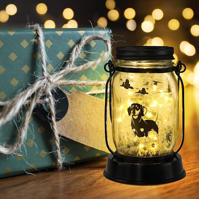 kyoryuger Dachshund Gifts for Women Dachshund Solar Lantern Outdoor Waterproof Hanging Solar Lights Dog Gifts Decorative Lanterns for Garden Decor,Patio,Lawn,Pathway,Yard for Women