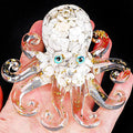 Natural Crystal Gravel Octopus Resin Marine Animals Fish Tank Decorative Ornaments Octopus Statue Healing Crystal Home Decor Ladies Gift 3.93" (White-Turquoise, 3.93")