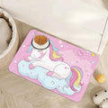 Cute Unicorn Dog Food Mat for Floors,Cloudy Pink Stars Absorbent Pet Food and Water Bowl Mats,Non-Slip Pet Feeding Mat,Pet Supplies 16" x 24"
