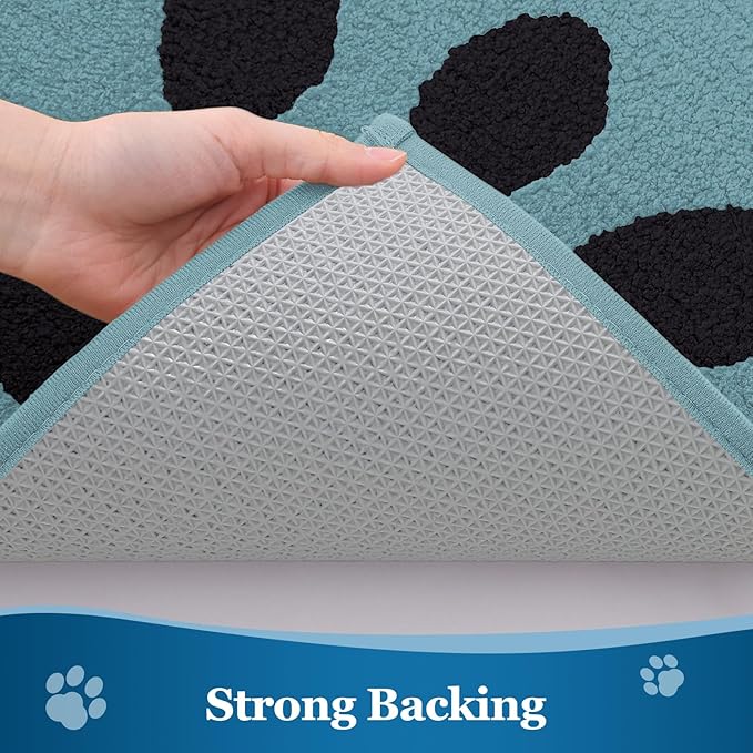 Buganda Dog Door Mat for Muddy Paws, Absorbent Dirt Trapper Washable Indoor Doormats, Non Slip Low-Profile Mud Mat for Dogs, Front Entrance Doormat for Inside Floor (30x20 Inches, Blue)