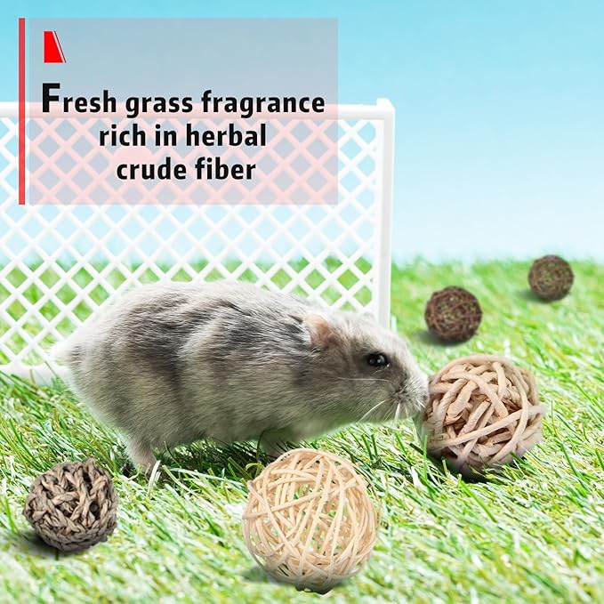 Skylety 15 Pieces Small Animal Chew Balls Rabbits Bunny Treat Chew Toys Guinea Pigs Chinchilla Balls Rolling Activity Play Grass Toys for Pet Teeth Grinding Gnawing Biting (Classic Style,2.76")