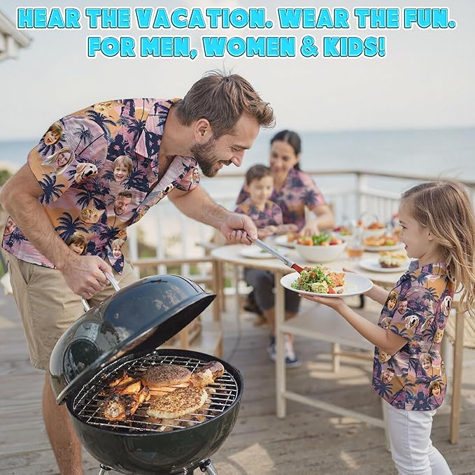 Custom Hawaiian Shirt with Face Photo Picture for Men Women Kids Youth Adult, Tropical Personalized Hawaiian Shirts Gift