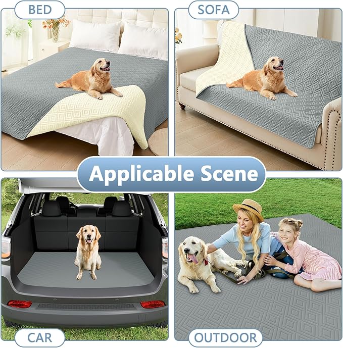 hyha Waterproof Dog Blanket, Soft Dog Bed Cover Pet Blankets, Waterproof Sofa Couch Cover for Dogs Washable, Reversible Pet Couch Covers for Sofa Furniture (30x53 Inch, Grey/Beige)