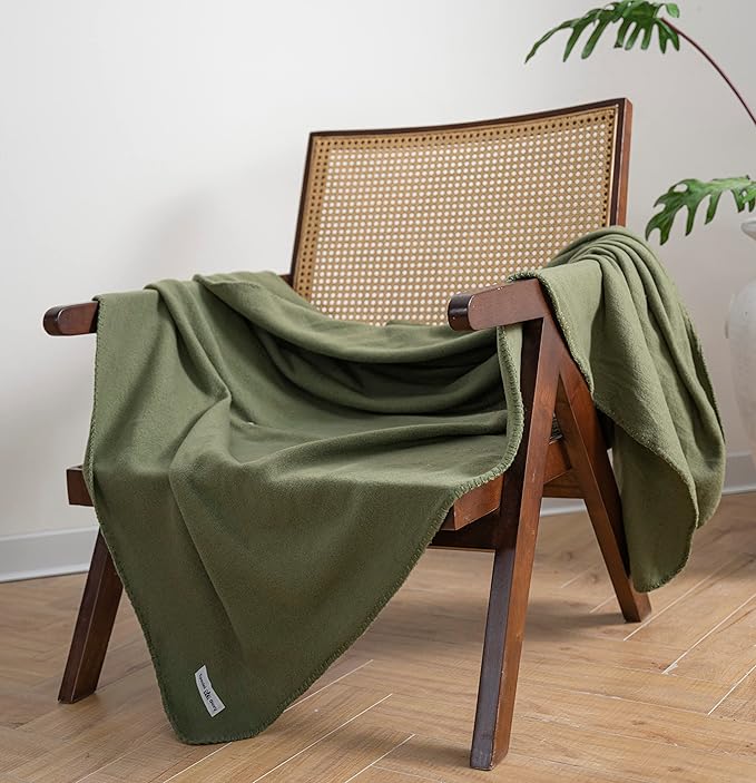 Fleece Throw Blanket Set Bulk for Travel Kids Outdoor Wedding Pet (Olive Green, Pack of 6 50x60 Inches)