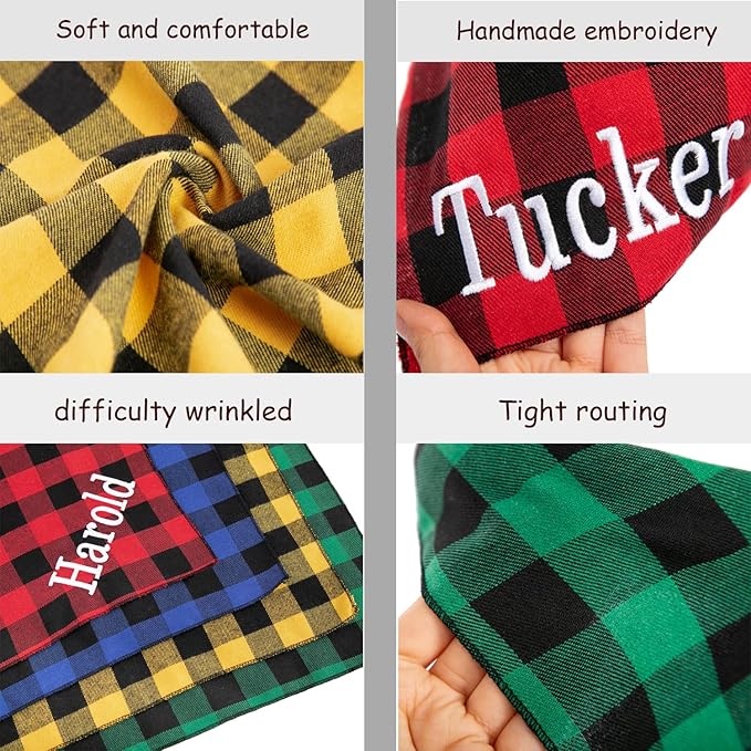 Personalized Dog Bandana Embroidered Name Custom Neckwear Dog Scarf Triangle Bibs Kerchief Pet Costume Accessories for Small Medium Large Dogs Cats Pets Birthday Gift