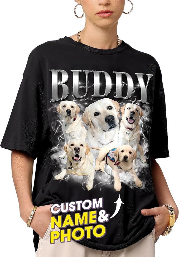 Mit & Mia Custom Your Own Bootleg Rap Shirts for Boyfriend Girlfriend Face Shirt with Photo Gift for Him Her Pet Lovers