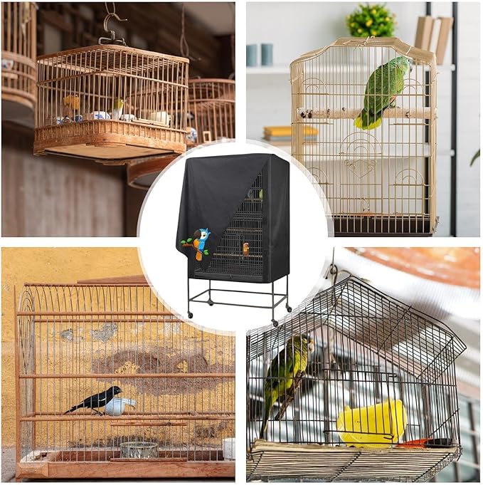 Bird Cage Cover,Pet Cage Cover,100% Shading Oxford Cloth, Bird Cages Covers, Sun Protection Breathable Waterproof Oxford Cloth Pet Covers for Cats Birds Small Animals, Machine