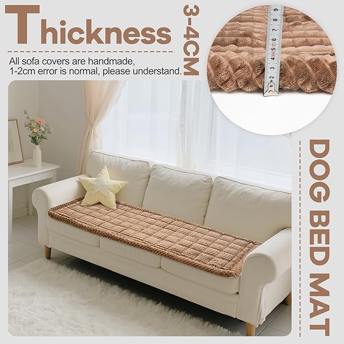 Washable Dog Couch Cover Protector, Non Slip Dog Bed Mat Machine Washable Large Blanket for Dogs, Pet Couches Covers for Sofa (Coffee, 27.6 * 82.7 '')