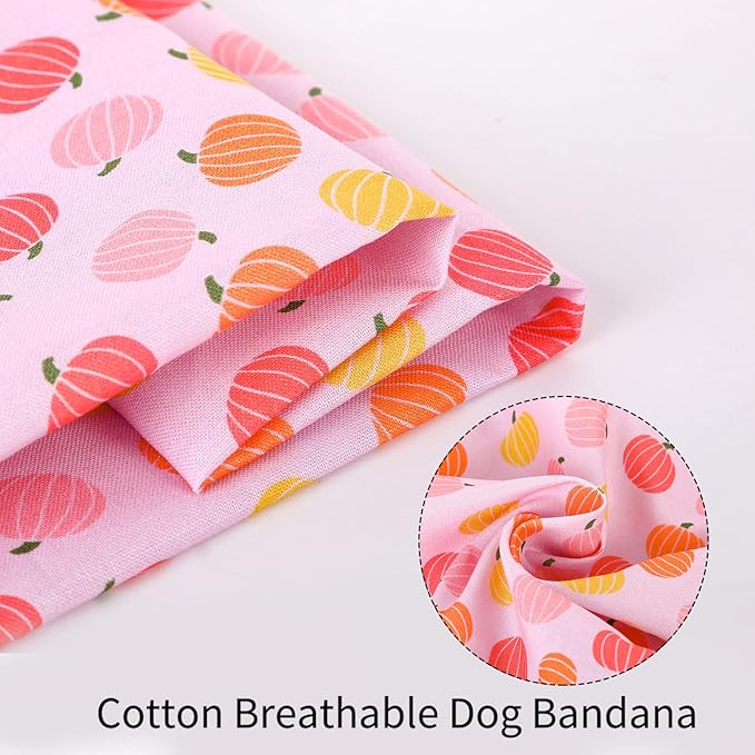 ARING PET Halloween Dog Bandanas, Cotton Pink Pumpkin Pet Bandanas Cute Triangle Bibs Scarf for Small Medium Large Boy Girl Dogs and Cats-L