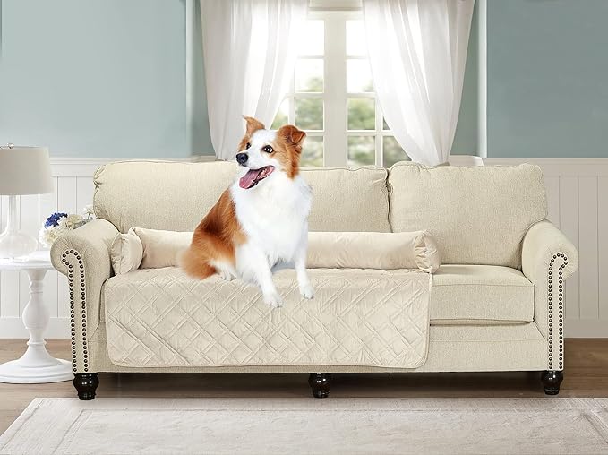 Brilliant Sunshine Premium Calming Dog Bed Mat, Silky Velvet, Removable Washable Cover, Cushion Protector and Couch Covers for Dogs, Pets, Cats, Extra Large, Beige Natural