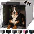 GORILLA GRIP Dog Crate Covers Compatible with Amazon Basics Dog Crates, All Sides Open, Privacy Cover Fits 48" Wire Kennel, Breathable Mesh Windows, Light Reducing Puppy Training Cage Topper, Gray