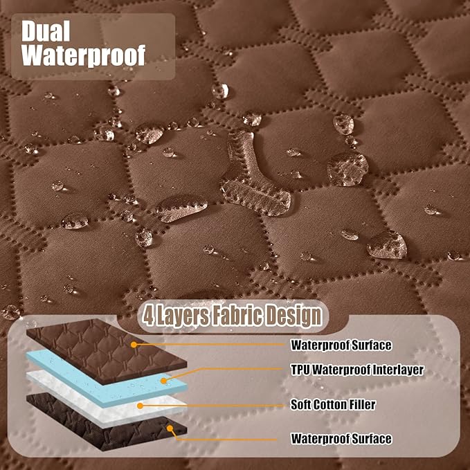 Smiry Waterproof Dog Bed Cover Blanket, Soft Reversible Pet Blanket, Washable Leakproof Cats Dogs Couch Cover for Sofa, Couch, Furniture (82x120 Inch, Brown/Chocolate)