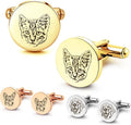 Anavia Pet Portrait & Handwriting Cufflinks Tie Clip Gift Box Set, Personalized Sketch Style Photo Engraving Men's Jewelry Accessories for Father Dad Brother Boyfriend Husband Wedding Birthday Gift