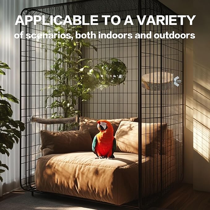 8 PCS Natural Bird Perch Set - Apple Wood Platforms & Hardwood Branches for Parakeets, Cockatiels, Lovebirds - Natural Cage Accessories, Gym Playstand & Chewing Toys for Small Birds