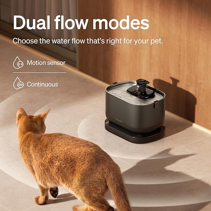 PETLIBRO Cat Water Fountain, Cordless Pet Water Fountain Battery Operated, 2.5L/84oz Dockstream Water Fountains for Cats Indoor, Cat Fountain with Stainless Steel Tray, Easy to Clean BPA-Free