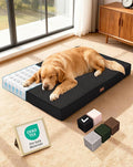 OhGeni Orthopedic Waterproof Dog Bed for Large Dogs, Machine-Washable Removable Cover in Easy-Clean Fabric, High Density Foam & Easy-Carry Handle, Suitable for Crate, 41 inch (Black)