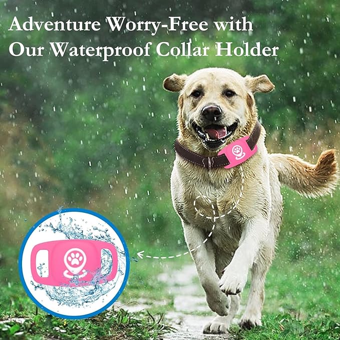 Pet Tracker for Dog, Dog Tracker Smart Pet Location Tracker with Holder, Smart Item Finder, MFi Certificated, Dog Tracking Device, No Monthly Fee, Works with Find My, iOS Only - Pink Case
