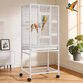 DWVO 53.9-Inch Metal Bird Cage: Large Parrot Cages with Seed Catcher & Cover - Rolling Stand with Brakes for Parakeets, Lovebirds, Cockatiels, Finches and Pigeons
