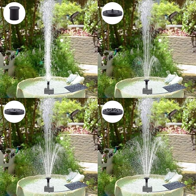 Solar Fountain Pump Kit with Separate Solar Panel, 1.8 W Upgraded Solar Water Pump with 3 M Long Cable & 4 Nozzles Solar Water Fountain for Bird Bath, Outdoor Pond, Patio Garden No Power Storage