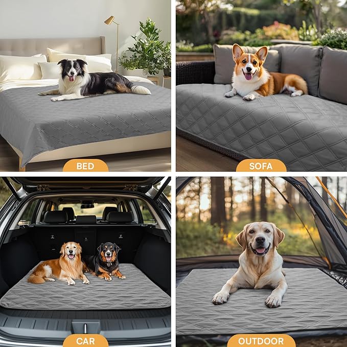 Luciphia 100% Waterproof Couch Cover Blanket for Dogs Anti-Slip Pet Couch Protector Sofa Mat Puppy Cat with Non-Slip Bottom, Light Grey, 30x70 Inch