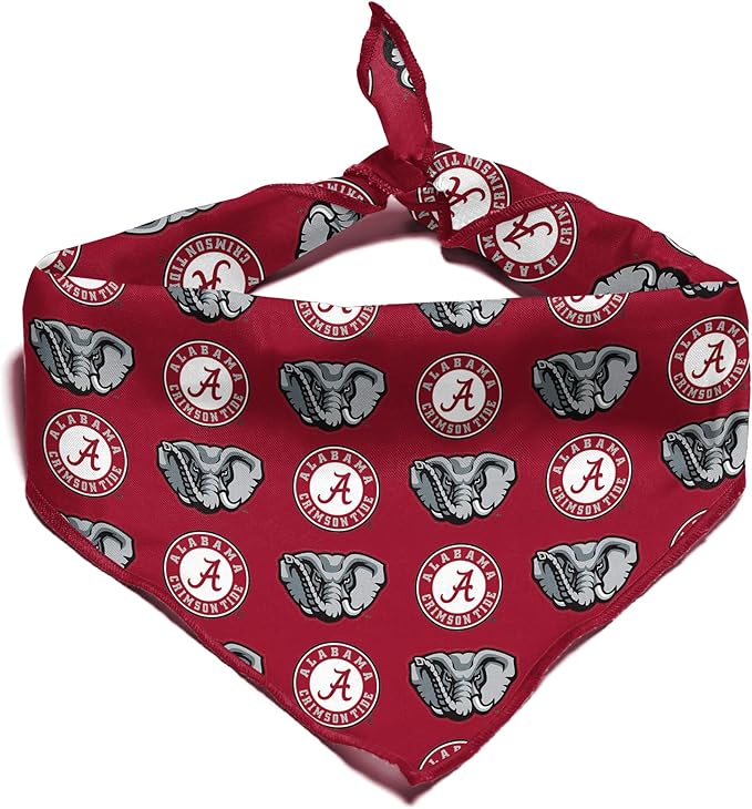 Alabama Crimson Tide Officially Licensed Bandana for Dogs and Cats | Fits Pets Great Gift Idea | Easy-to-Tie (Small, 13")