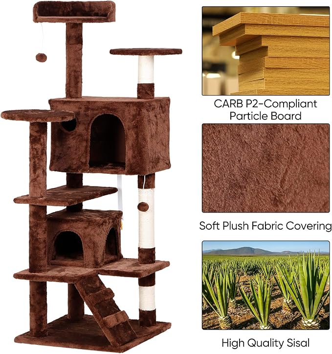 Nova Microdermabrasion 54 in Cat Tree Tower for Indoor Cats Multi-Level Cat Condo Cat Bed Furniture with Scratching Post Kittens Activity Center