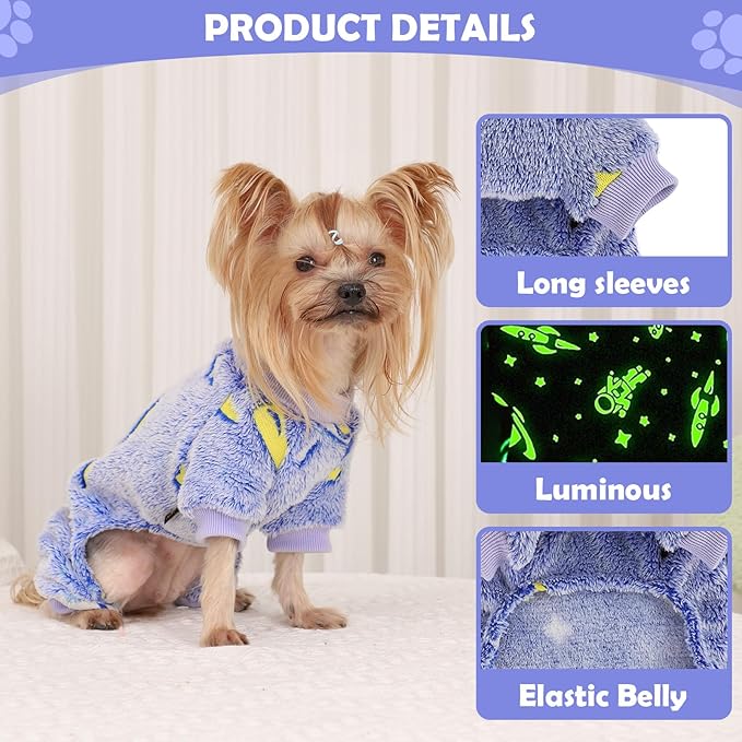 Fleece Pajamas for Small Dogs, Puppy Clothes, Soft & Stretchy Dog Onesies, Cute XS