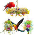 EBaokuup 3Pack Bird Chewing Toys Foraging Shredder Toy Parrot Cage Bird Loofah Hanging Toy for Cockatiel Conure African Grey Parrot